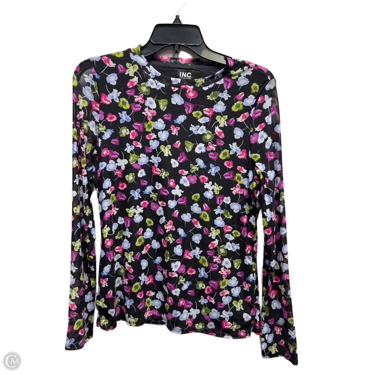 Top Long Sleeve By Inc In Black & Pink, Size: M