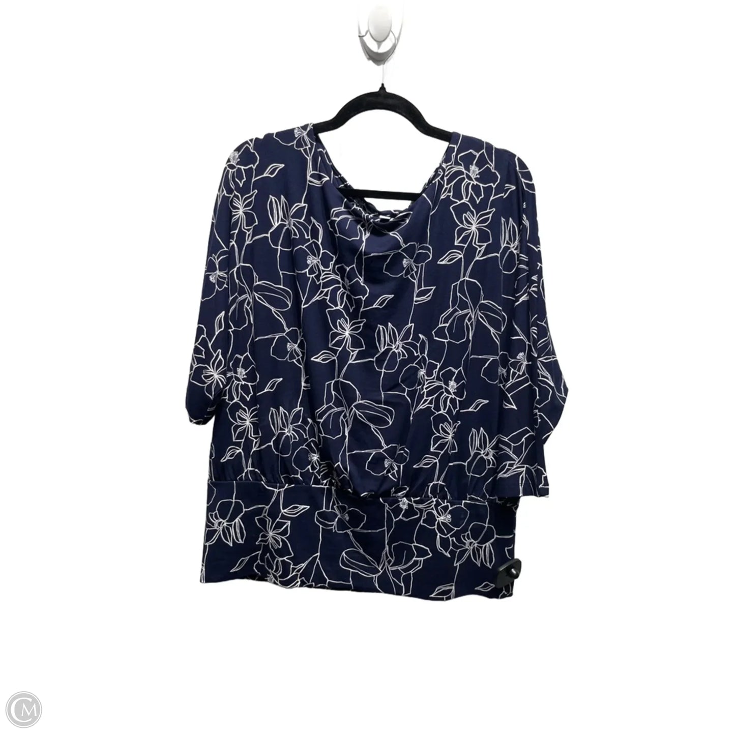 Top Long Sleeve By Chicos In Blue & White, Size: L
