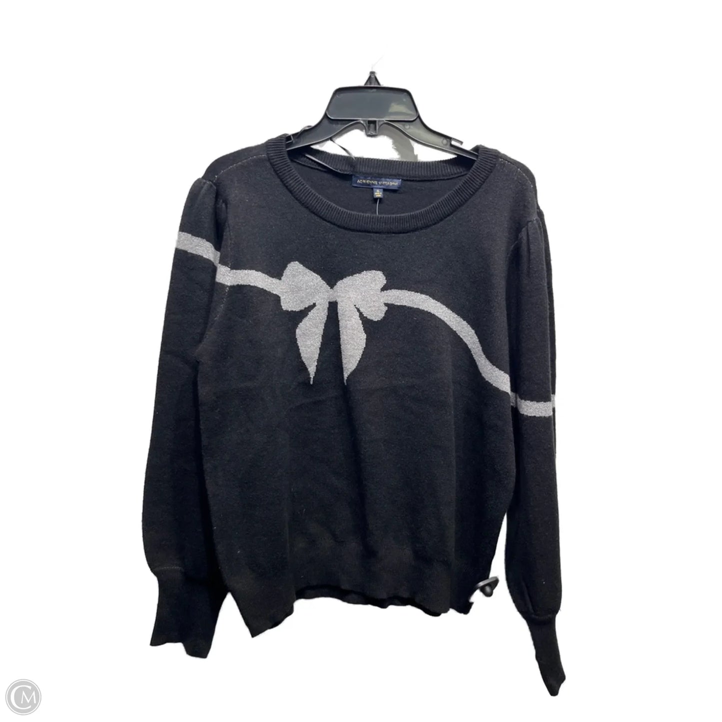 Sweater By Adrienne Vittadini In Black & Silver, Size: Xl