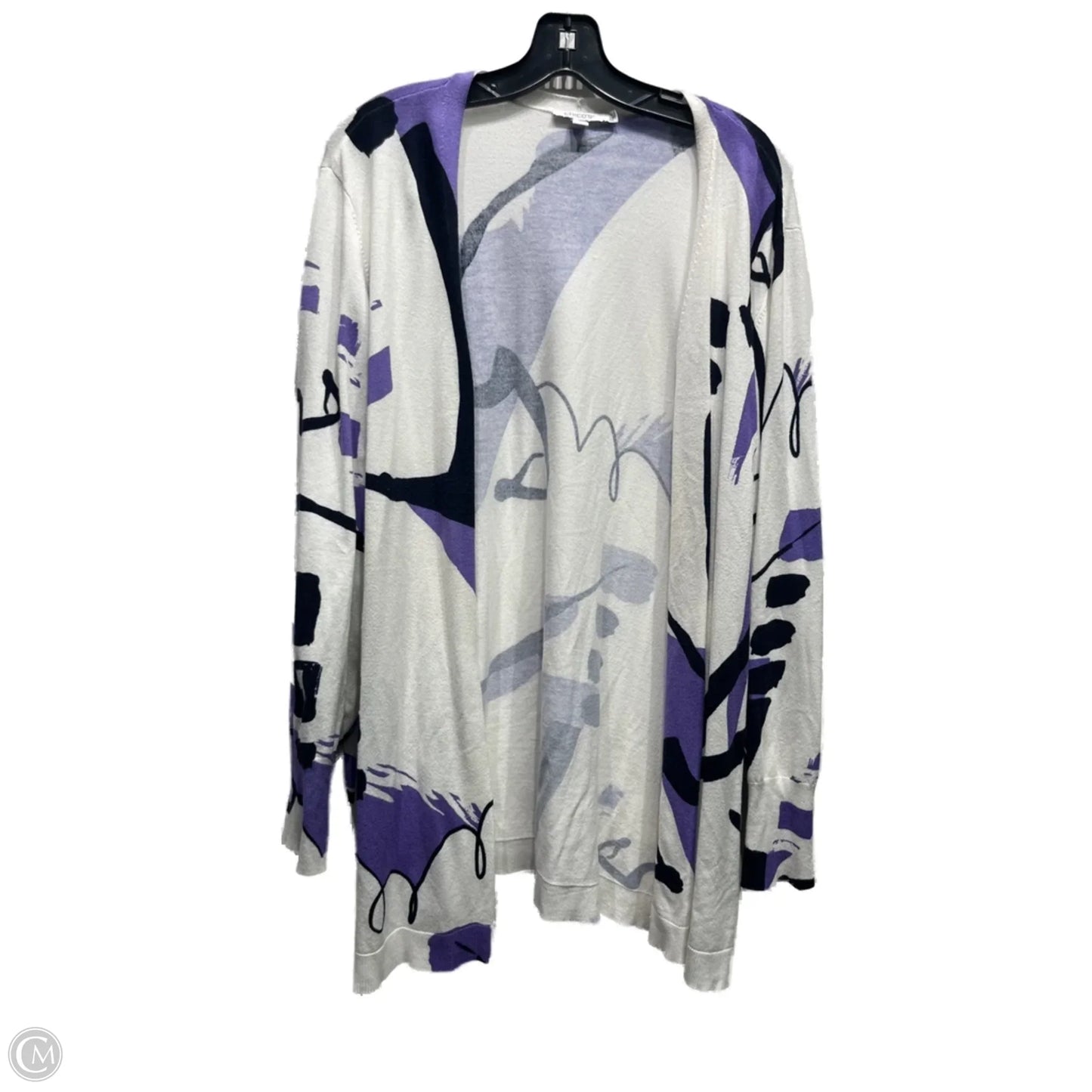 Cardigan By Chicos In Purple & White, Size: 1x