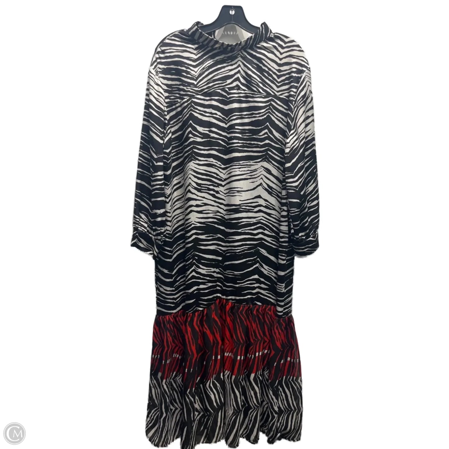 Dress Casual Midi By Zara In Black & Red, Size: Xl
