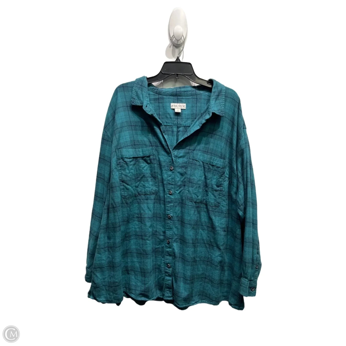 Top Long Sleeve By Ava & Viv In Teal, Size: 3x