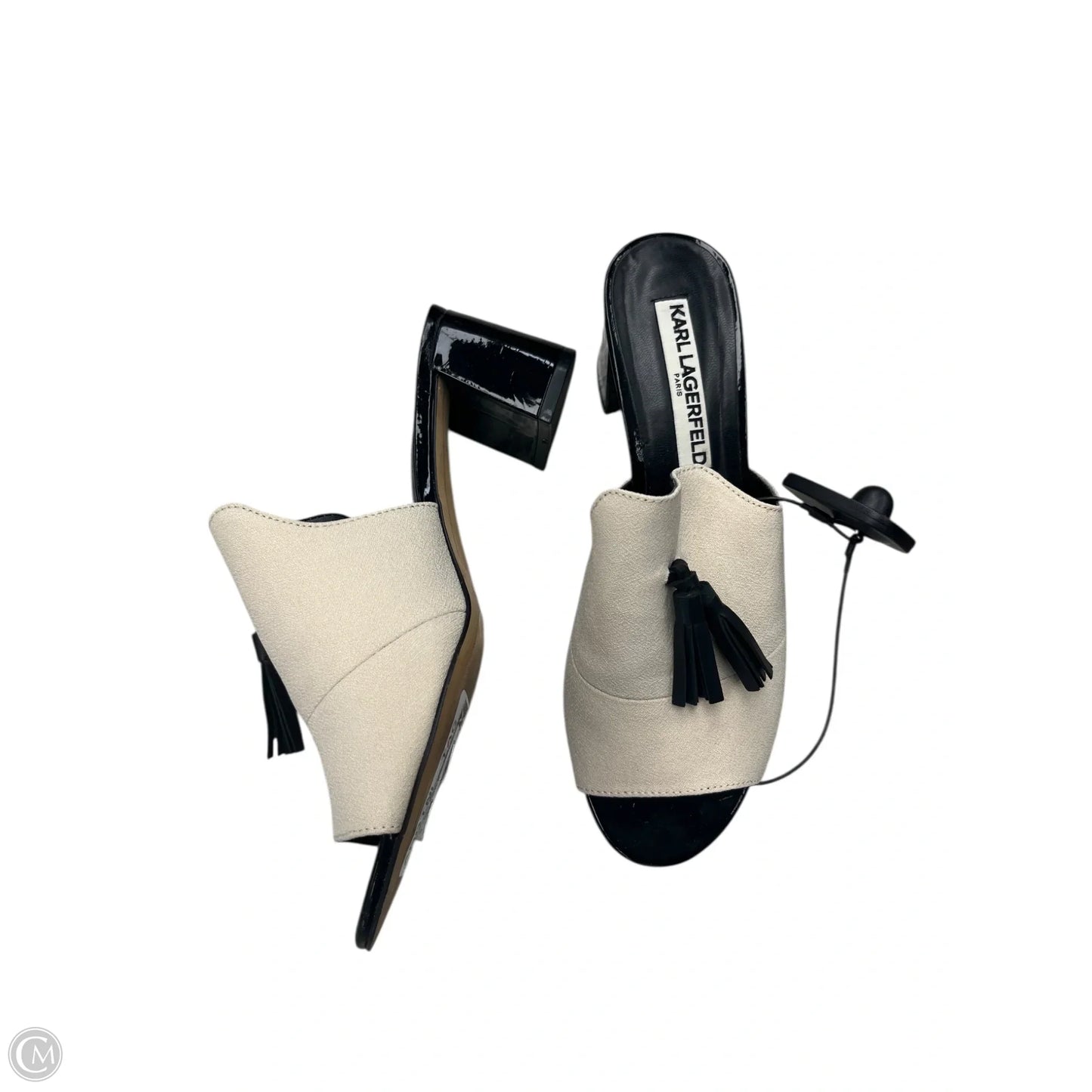 Sandals Designer By Karl Lagerfeld In Black & Cream, Size: 6.5