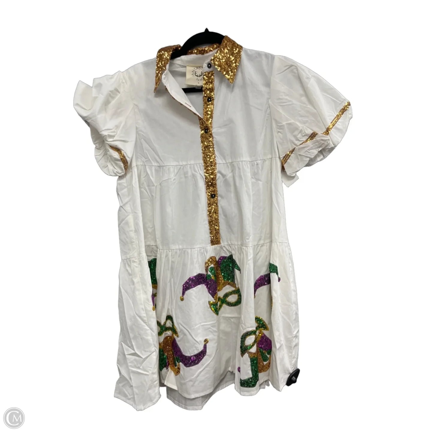 Dress Party Short By Fantastic Fawn In Gold & White, Size: S