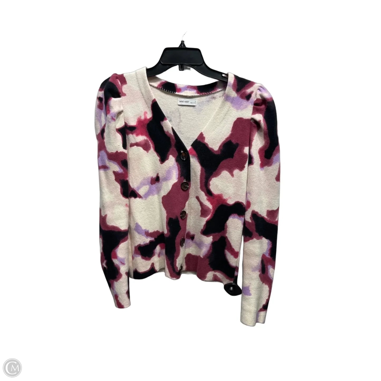 Sweater Cardigan By Nine West In Black & Purple, Size: S