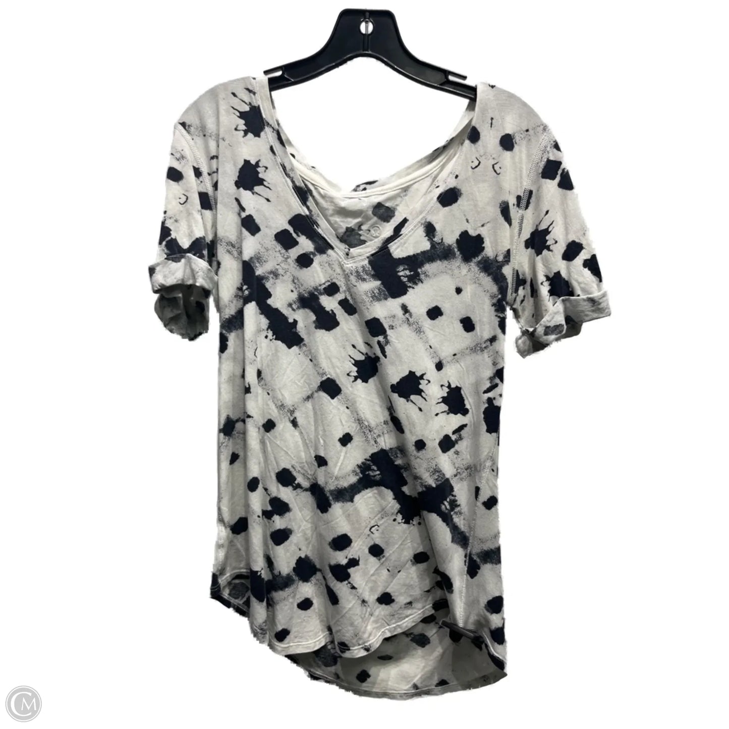 Athletic Top Short Sleeve By Lululemon In Black & White, Size: L