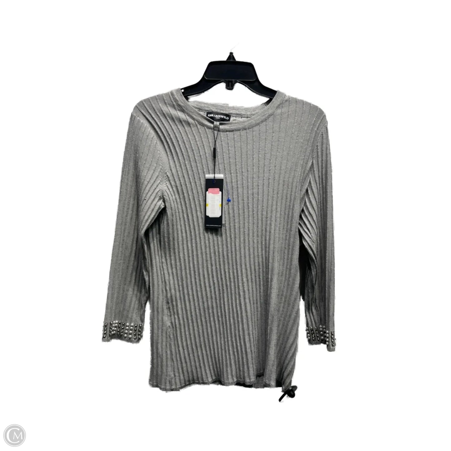 Top Long Sleeve Designer By Karl Lagerfeld In Grey, Size: M