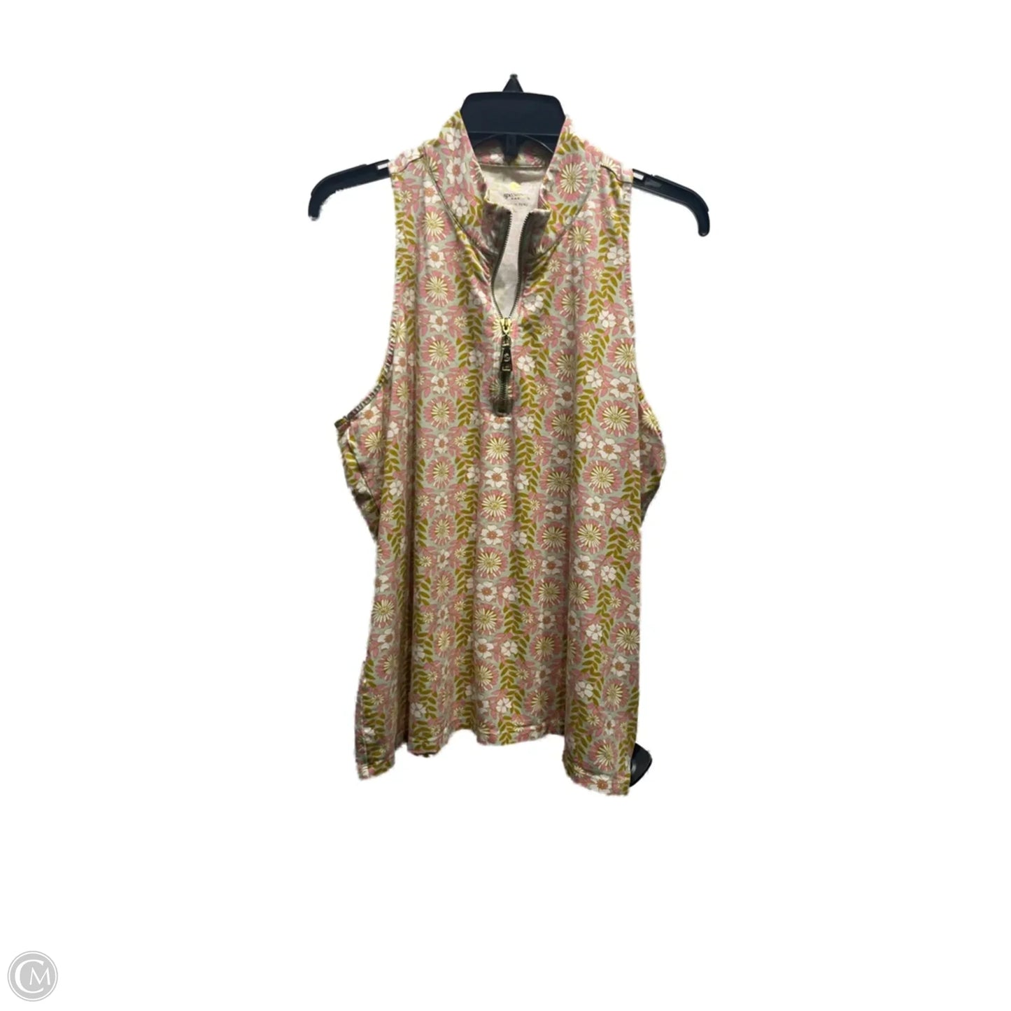 Top Sleeveless By Spartina In Green & Pink, Size: Xl