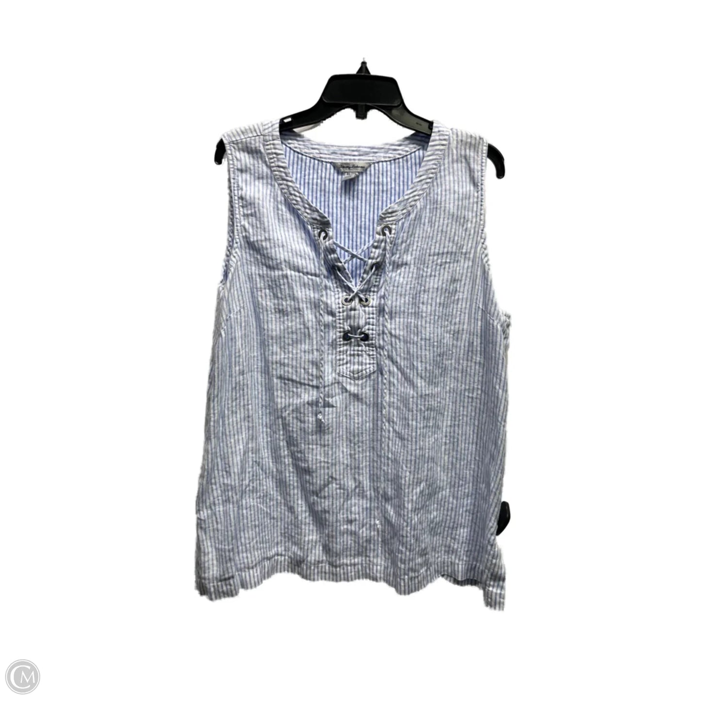 Top Sleeveless By Tommy Bahama In Blue & White, Size: Xl