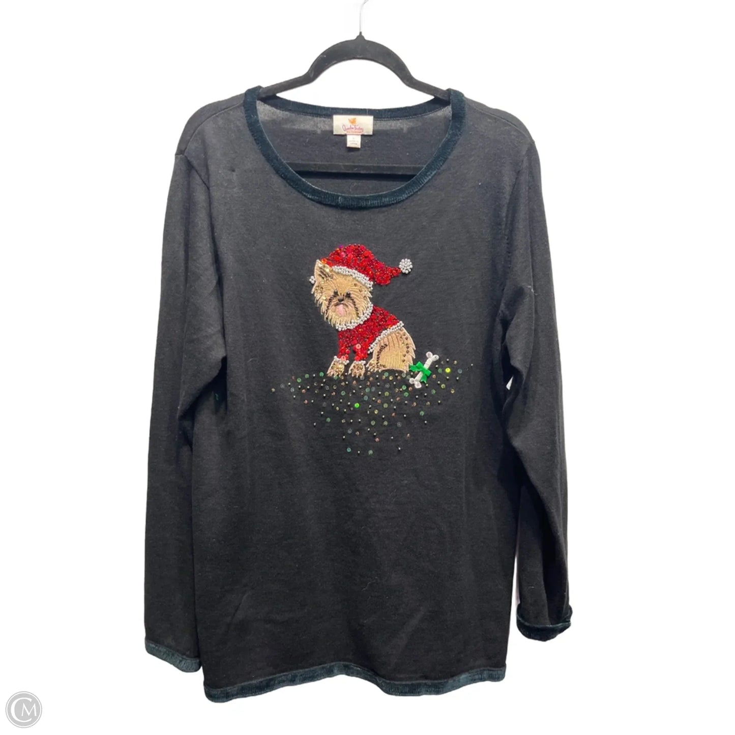 Sweater By Quaker Factory In Black, Size: L