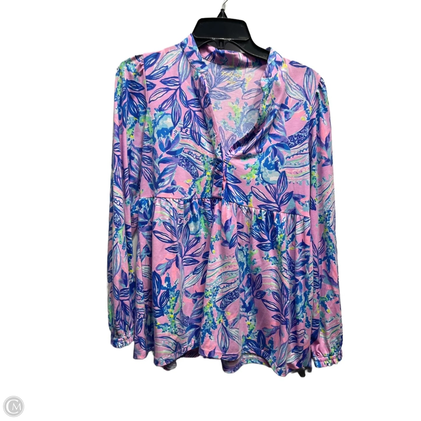 Top Long Sleeve Designer By Lilly Pulitzer In Blue & Pink, Size: Xs