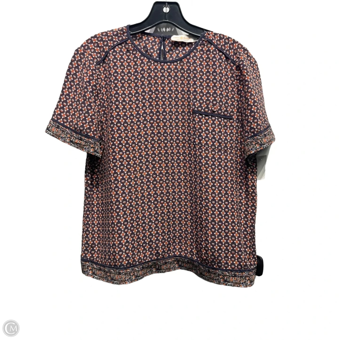 Top Short Sleeve Designer By Tory Burch In Blue & Orange, Size: M