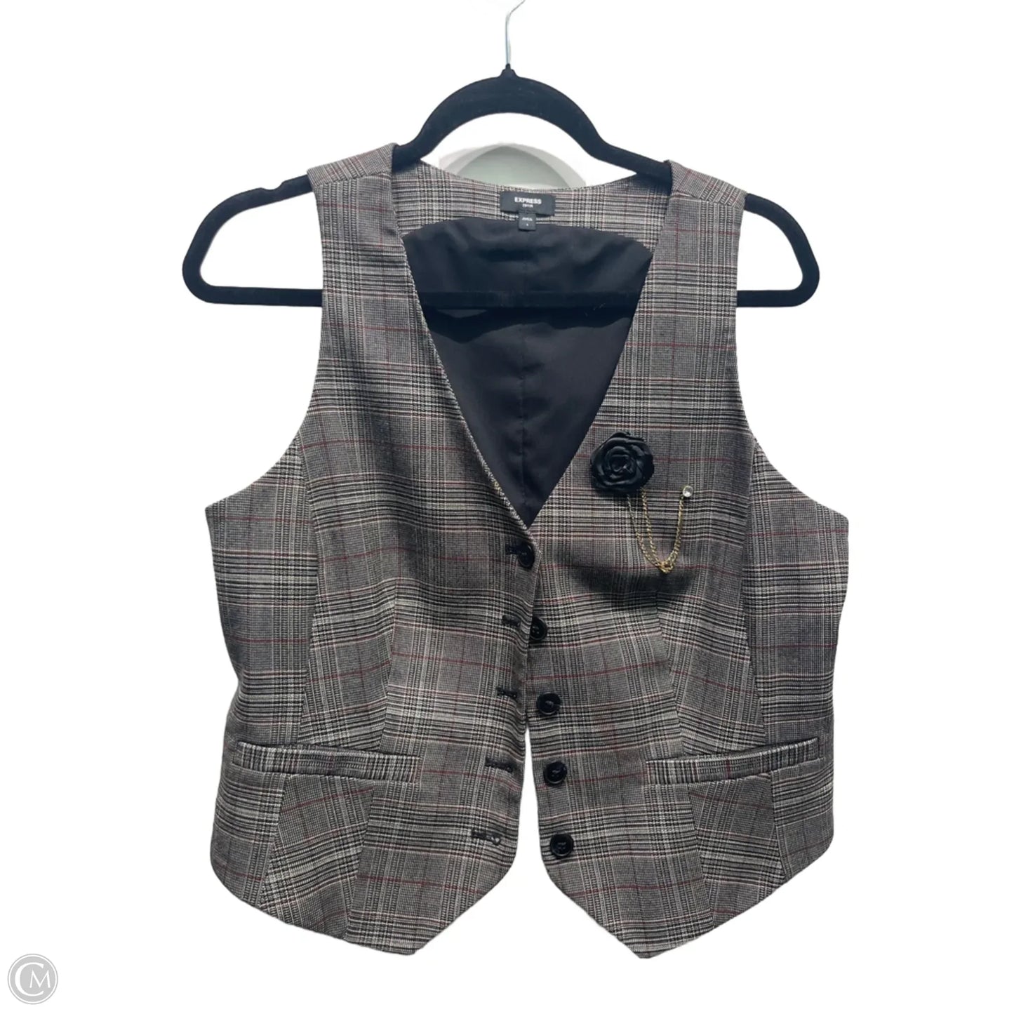 Vest Other By Express In Grey & Red, Size: L