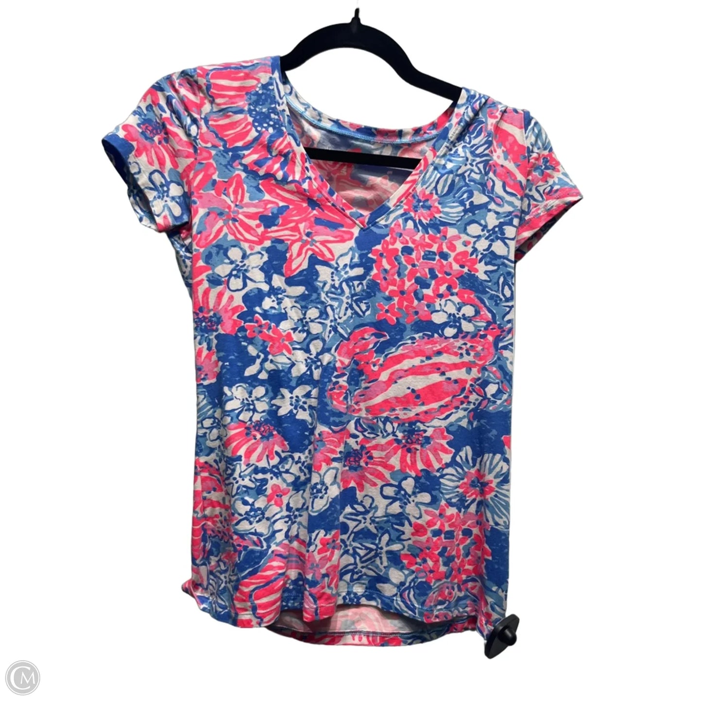 Top Short Sleeve Designer By Lilly Pulitzer In Blue & Red, Size: Xs