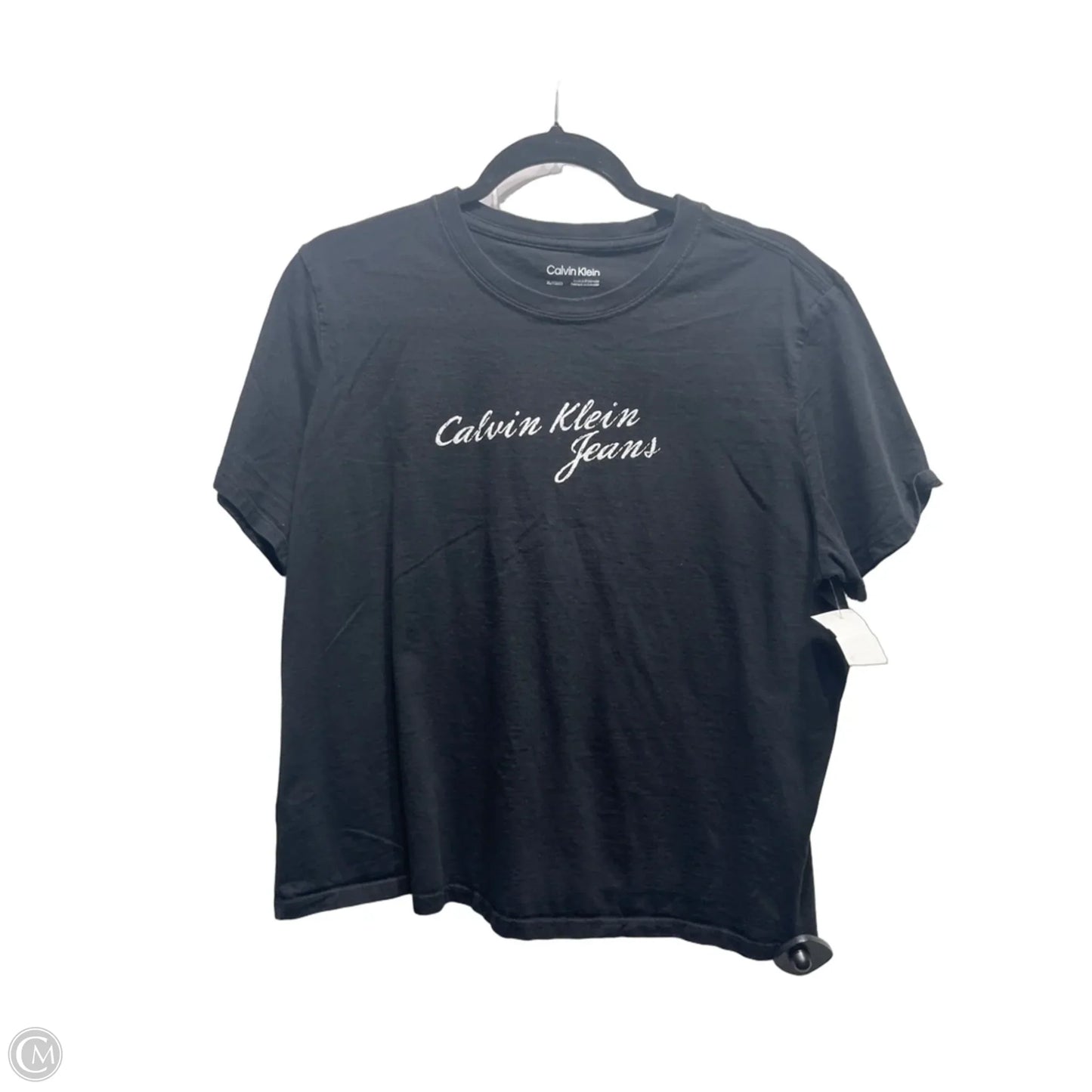 Top Short Sleeve By Calvin Klein In Black & White, Size: Xl