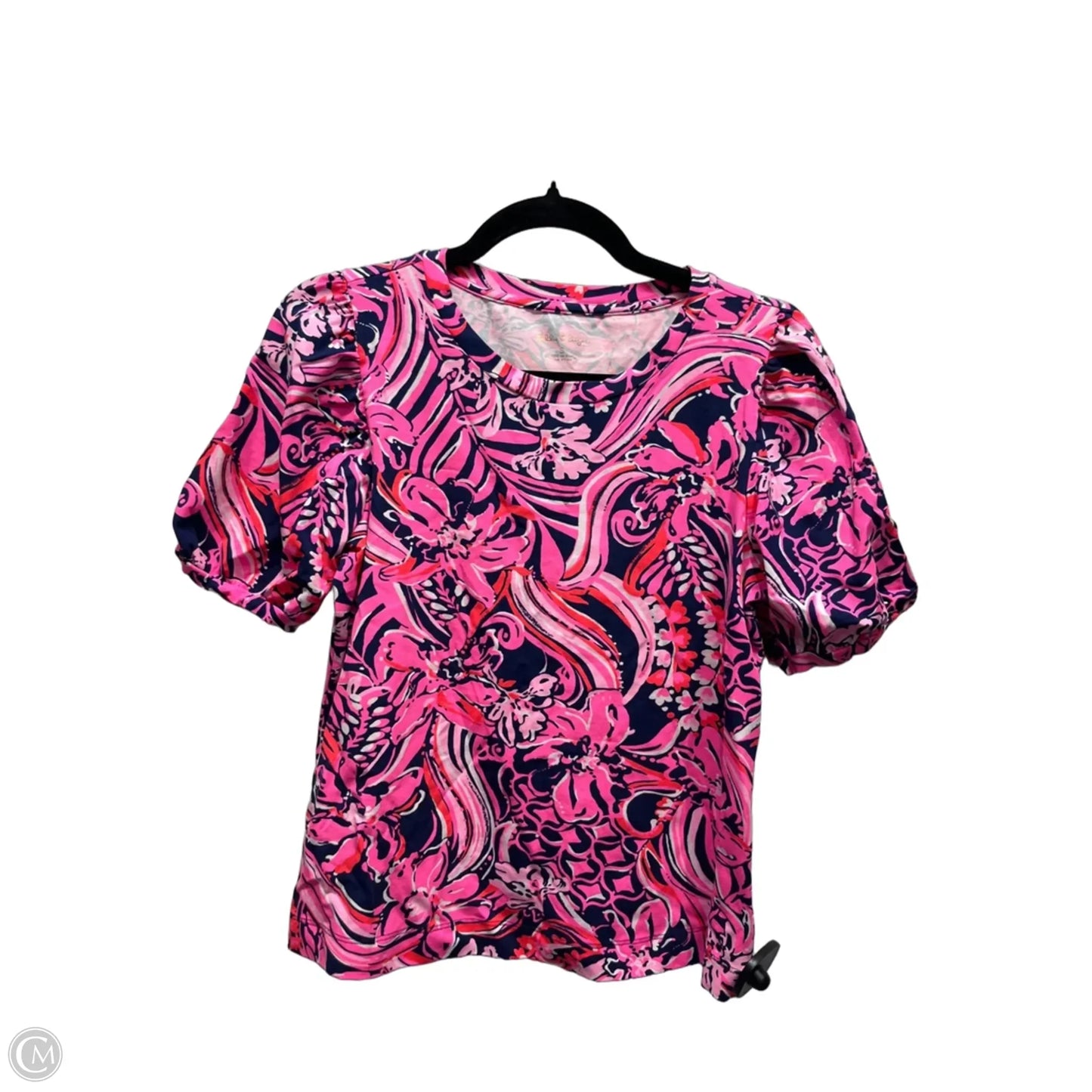 Top Short Sleeve Designer By Lilly Pulitzer In Blue & Pink, Size: S