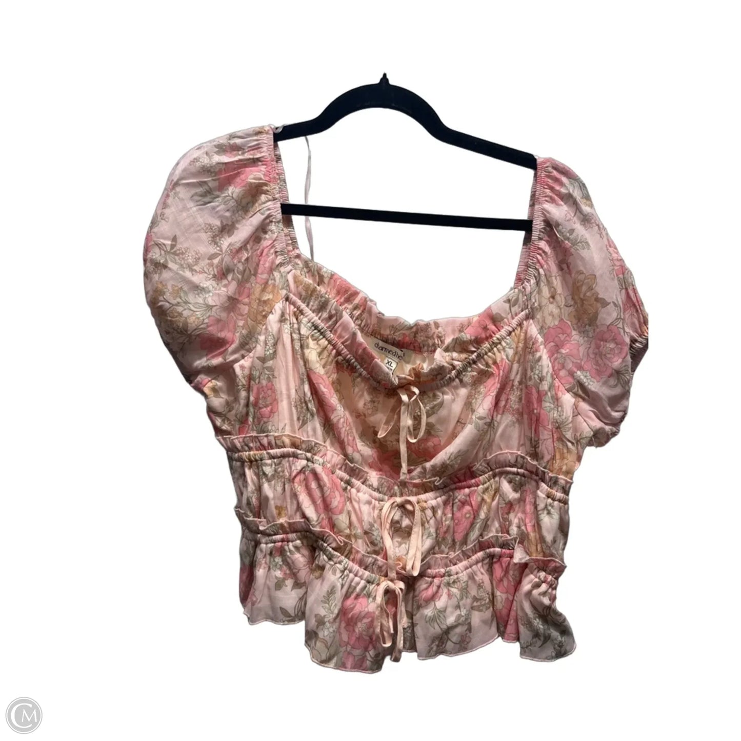 Top Short Sleeve By charmed hearts In Pink, Size: Xl