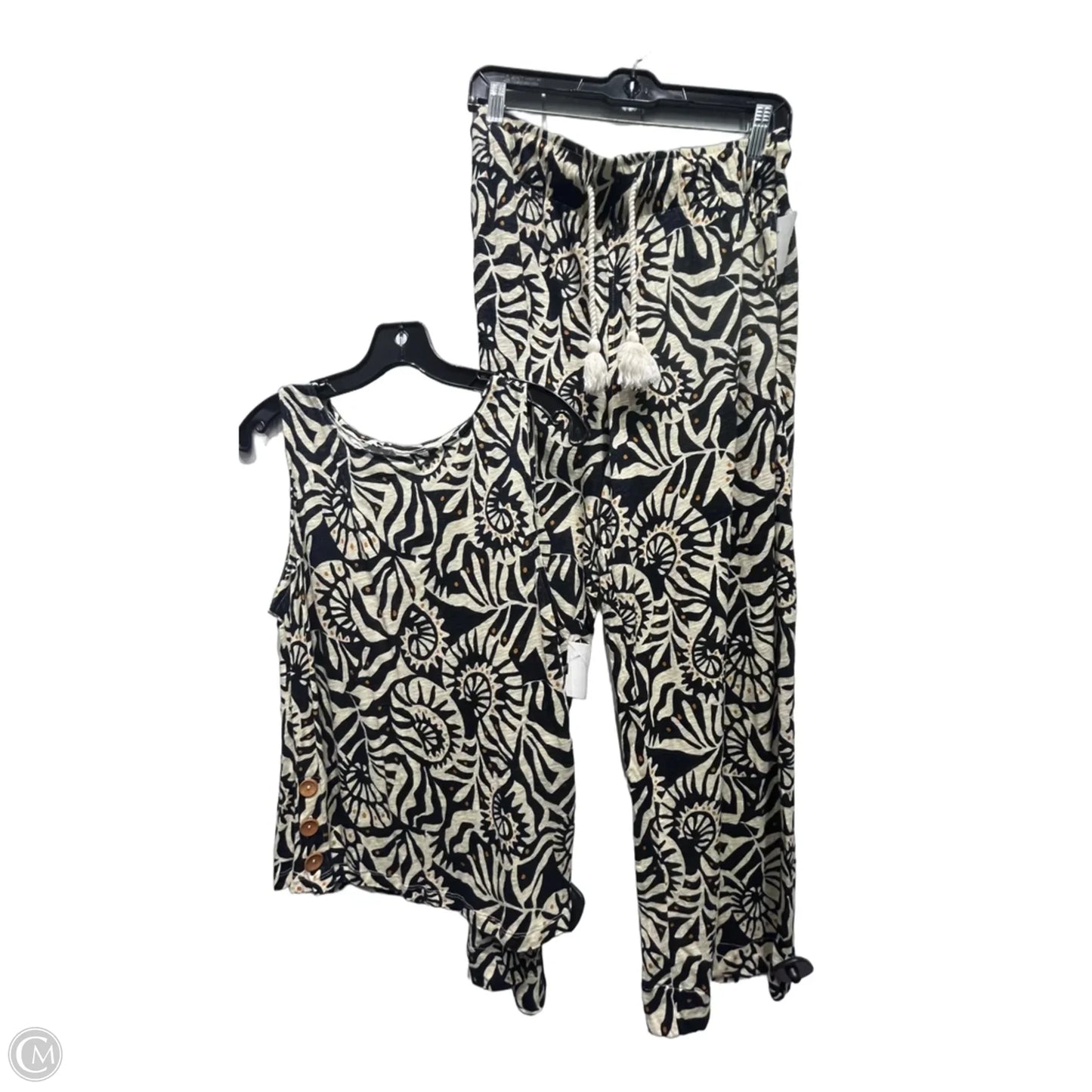 Pants Set 2pc By Nicole Miller In Black & Brown, Size: L