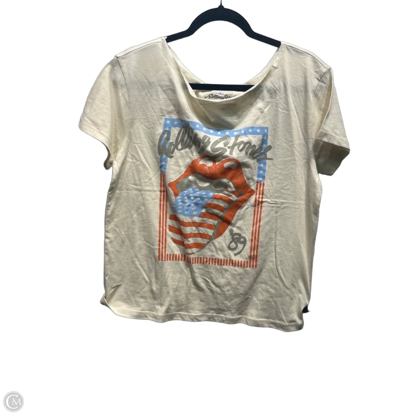 Top Short Sleeve By ROLLING STONES In Cream, Size: Xxs