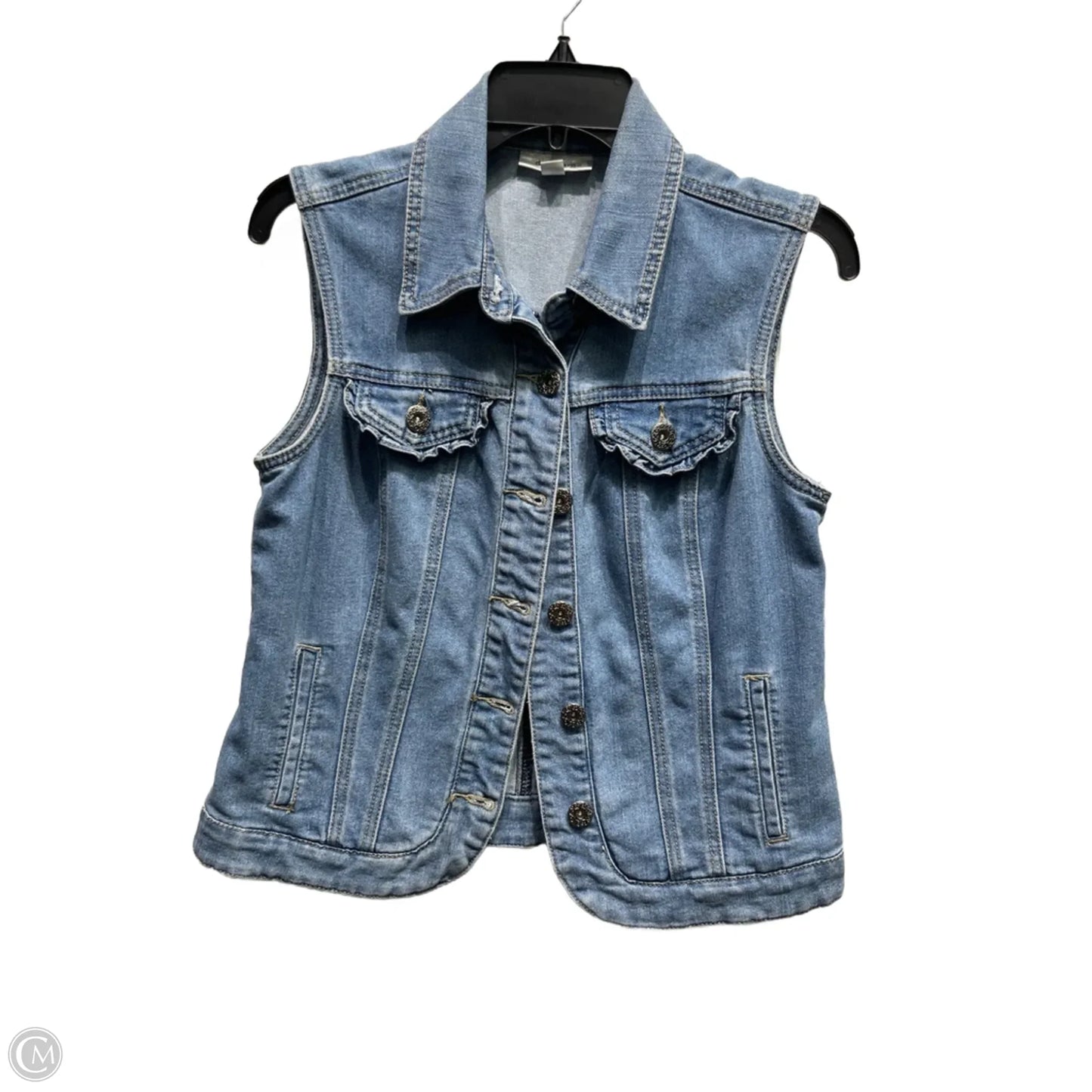 Vest Other By Dressbarn In Blue Denim, Size: S