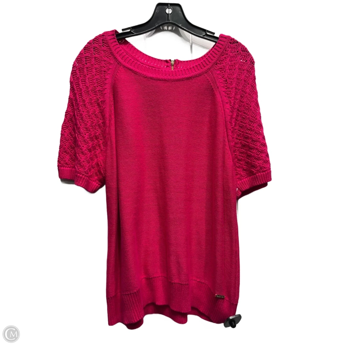 Sweater Short Sleeve By Calvin Klein In Pink, Size: L