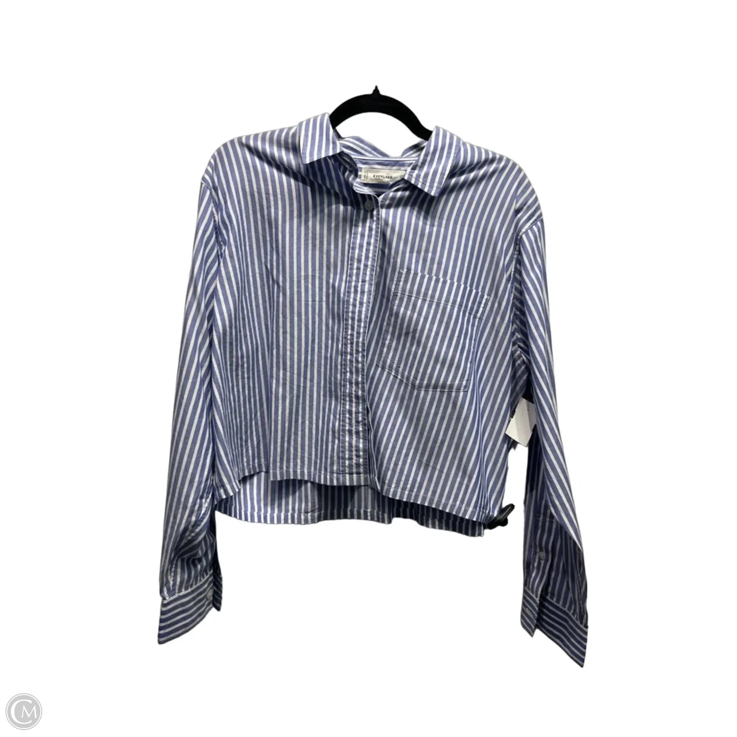 Top Long Sleeve By Everlane In Blue & White, Size: M