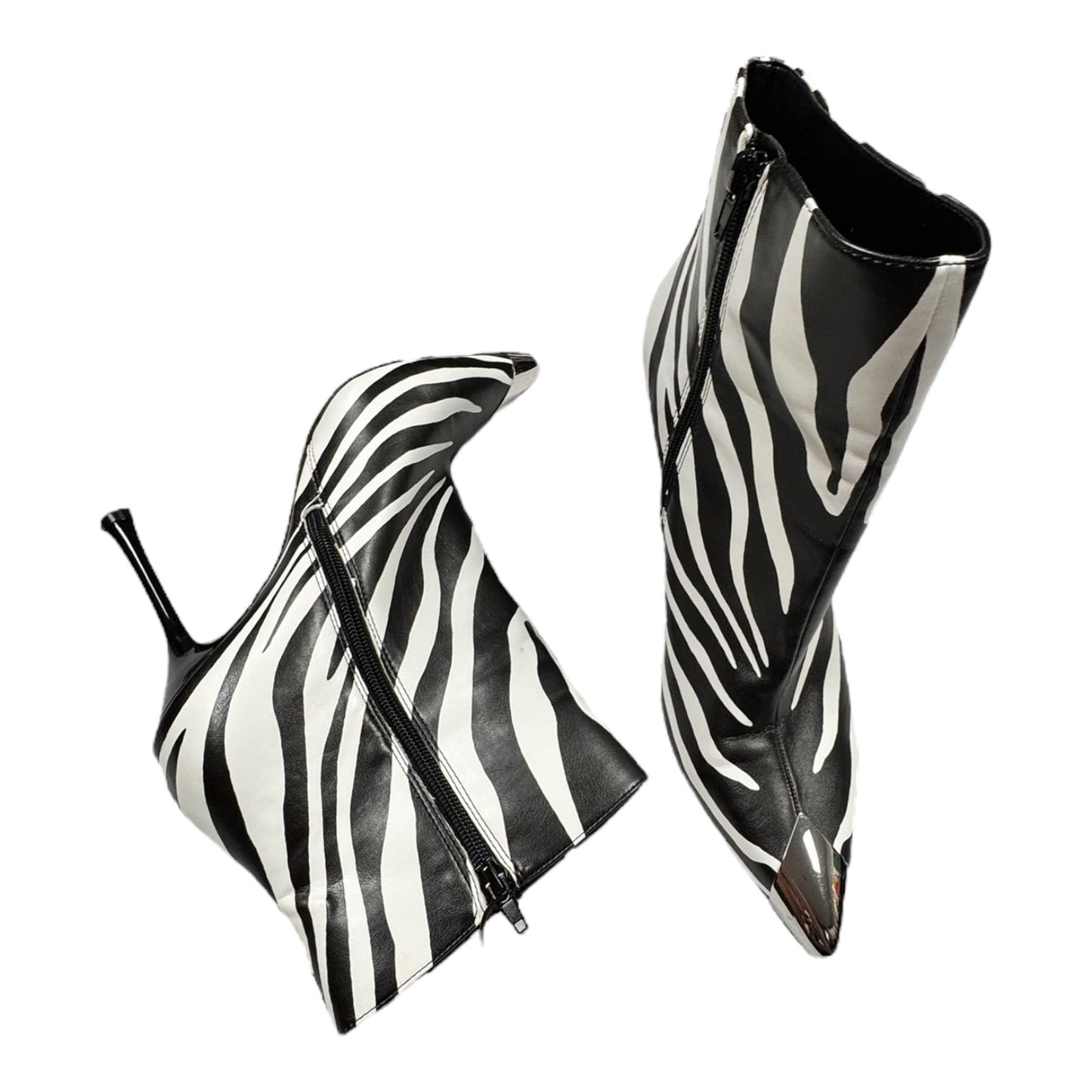 Boots Ankle Heels By Inc In Black & White, Size:10