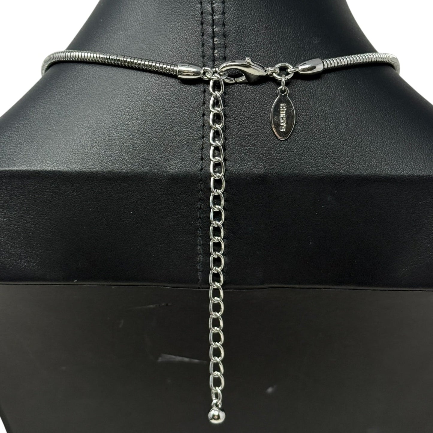 Silver Tone Wave Circle Pendant Necklace By Chicos