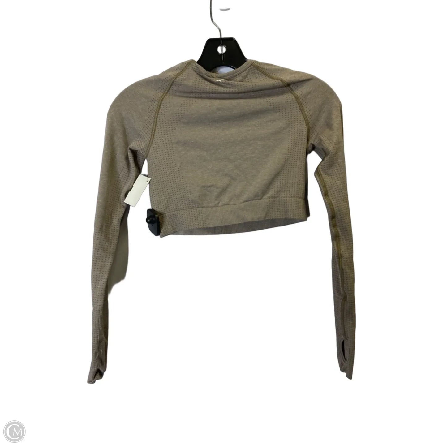 Athletic Top Long Sleeve Crewneck By Gym Shark In Tan, Size: S