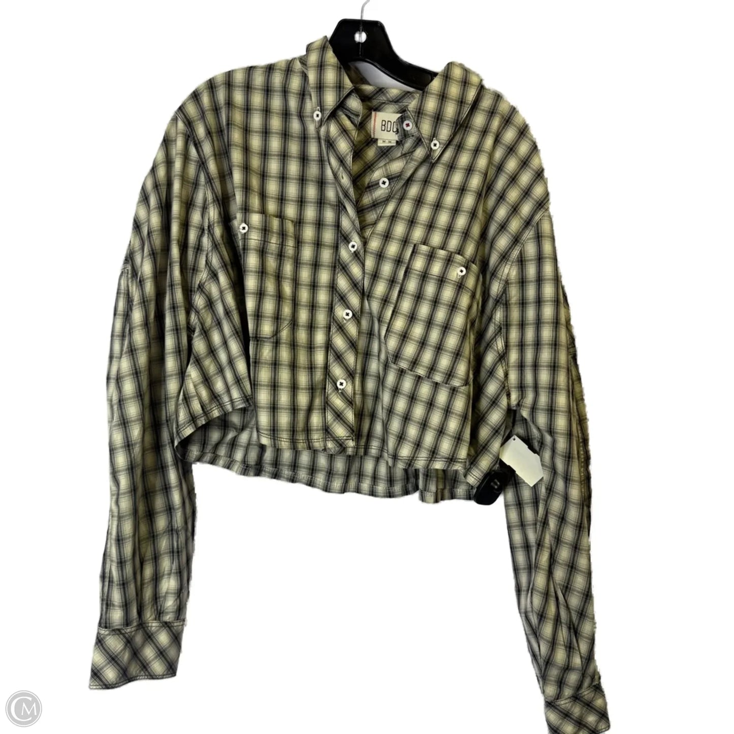 Top Long Sleeve By Bdg In Plaid Pattern, Size: M