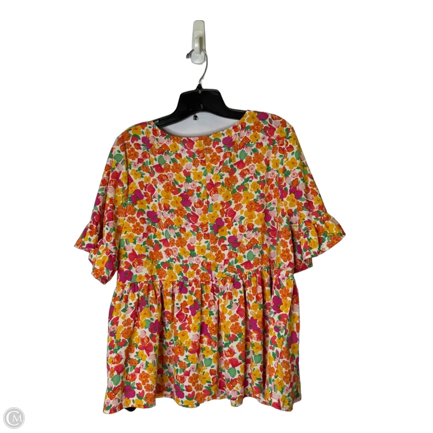 Top Short Sleeve By Shein In Floral Print, Size: 2x