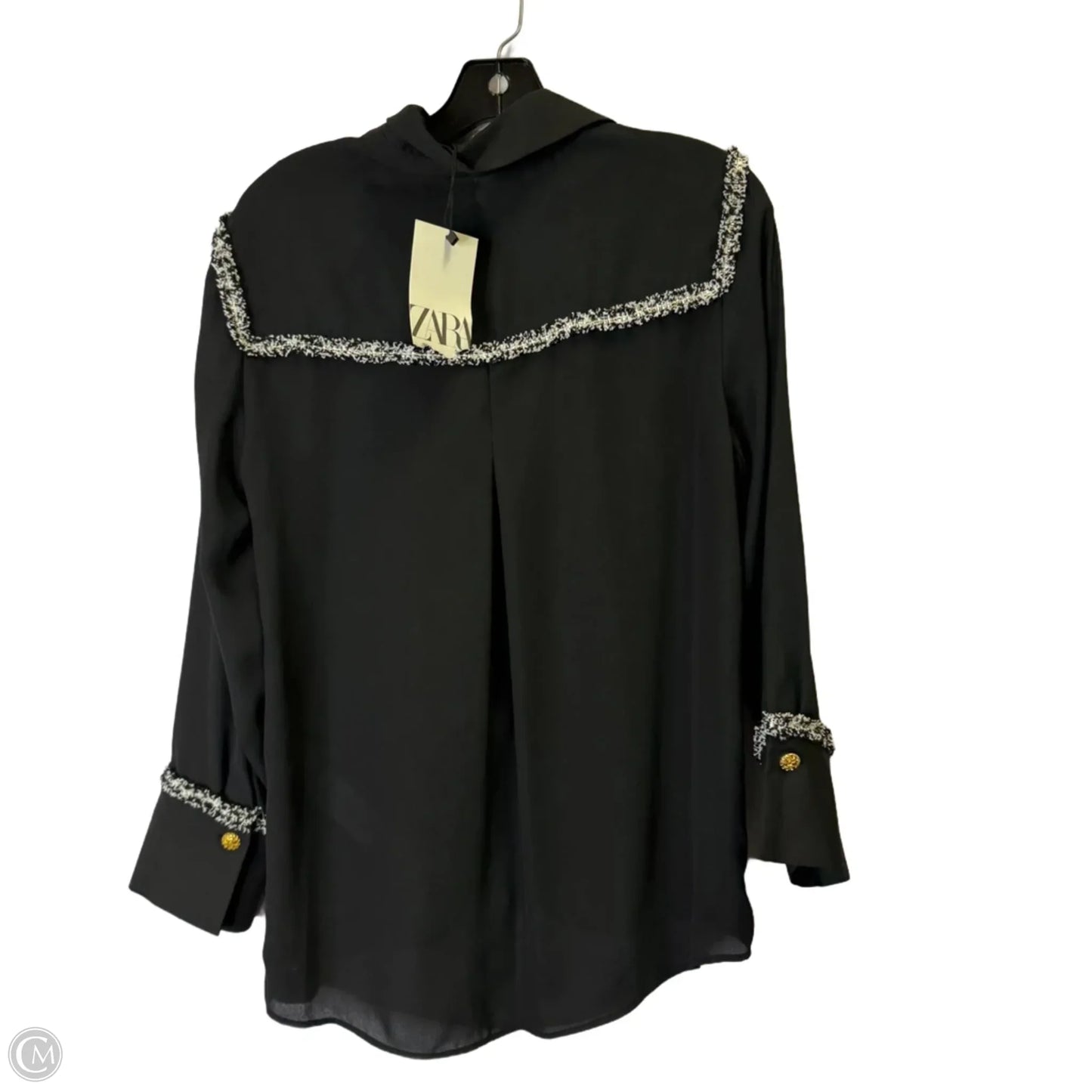 Blouse Long Sleeve By Zara In Black, Size: S
