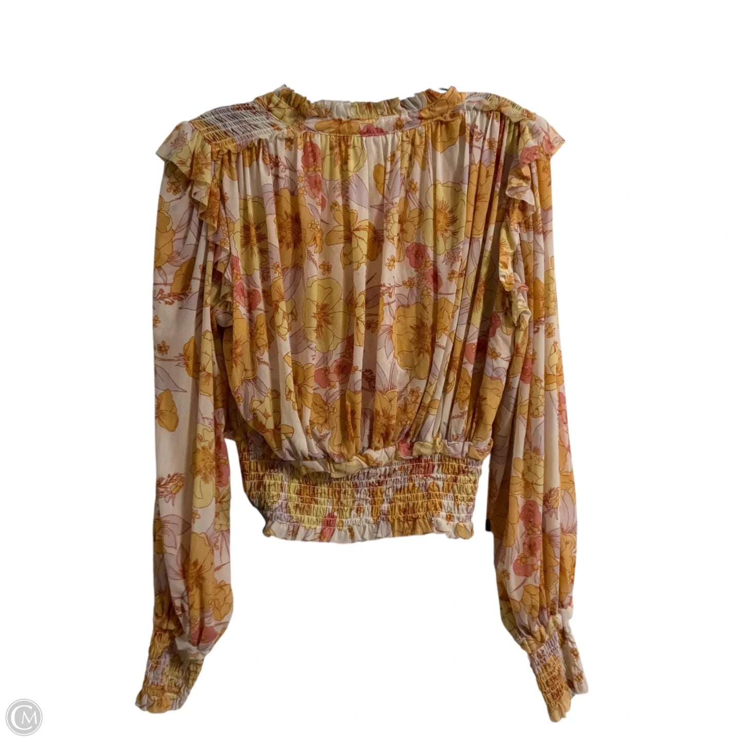 Blouse Long Sleeve By Free People In Orange & Pink, Size: M