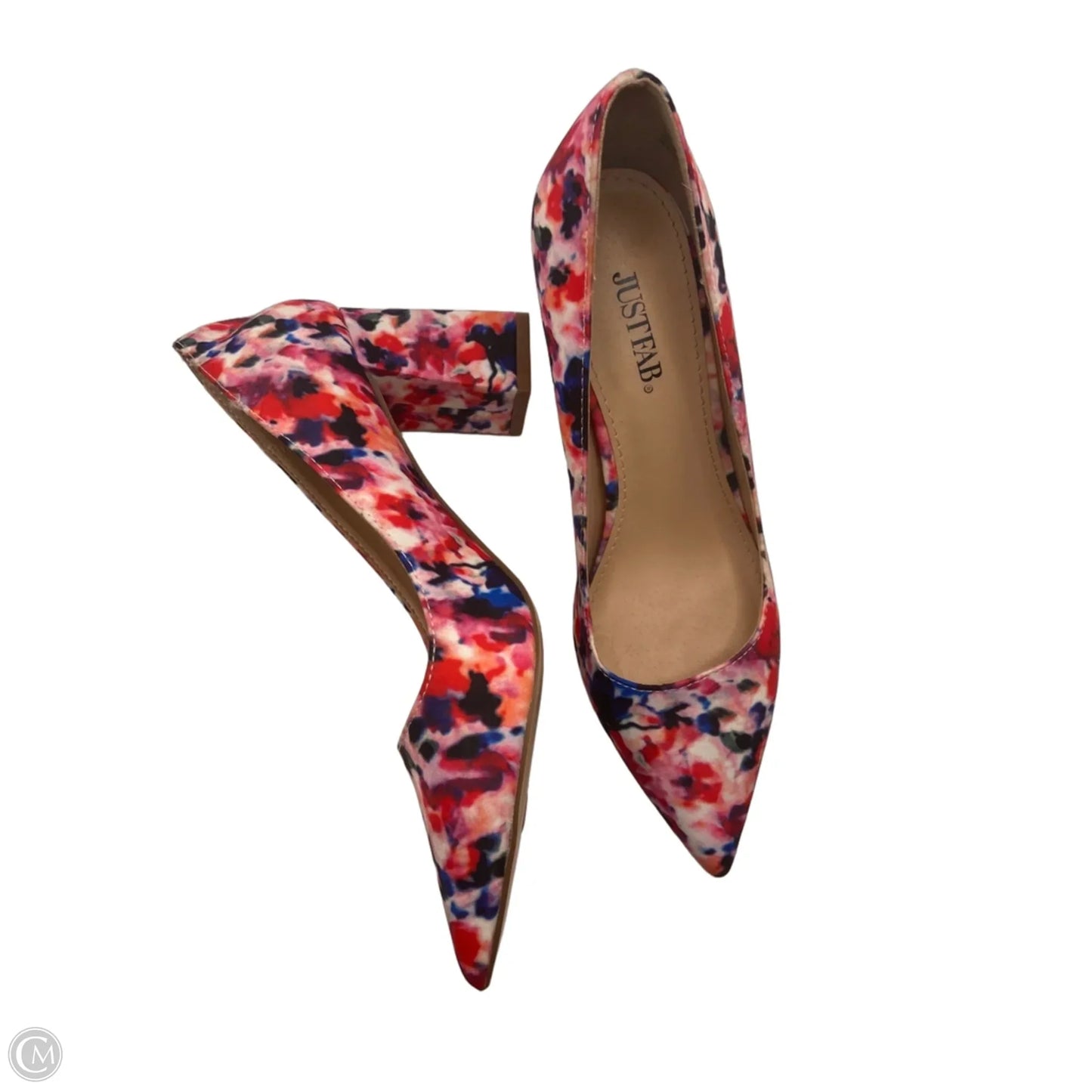 Shoes Heels Block By Just Fab In Floral Print, Size: 7.5