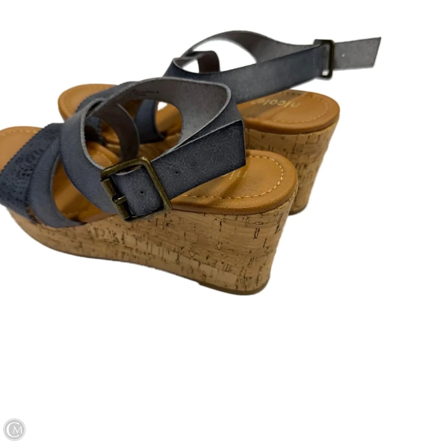 Sandals Heels Wedge By Nicole In Blue, Size: 7.5
