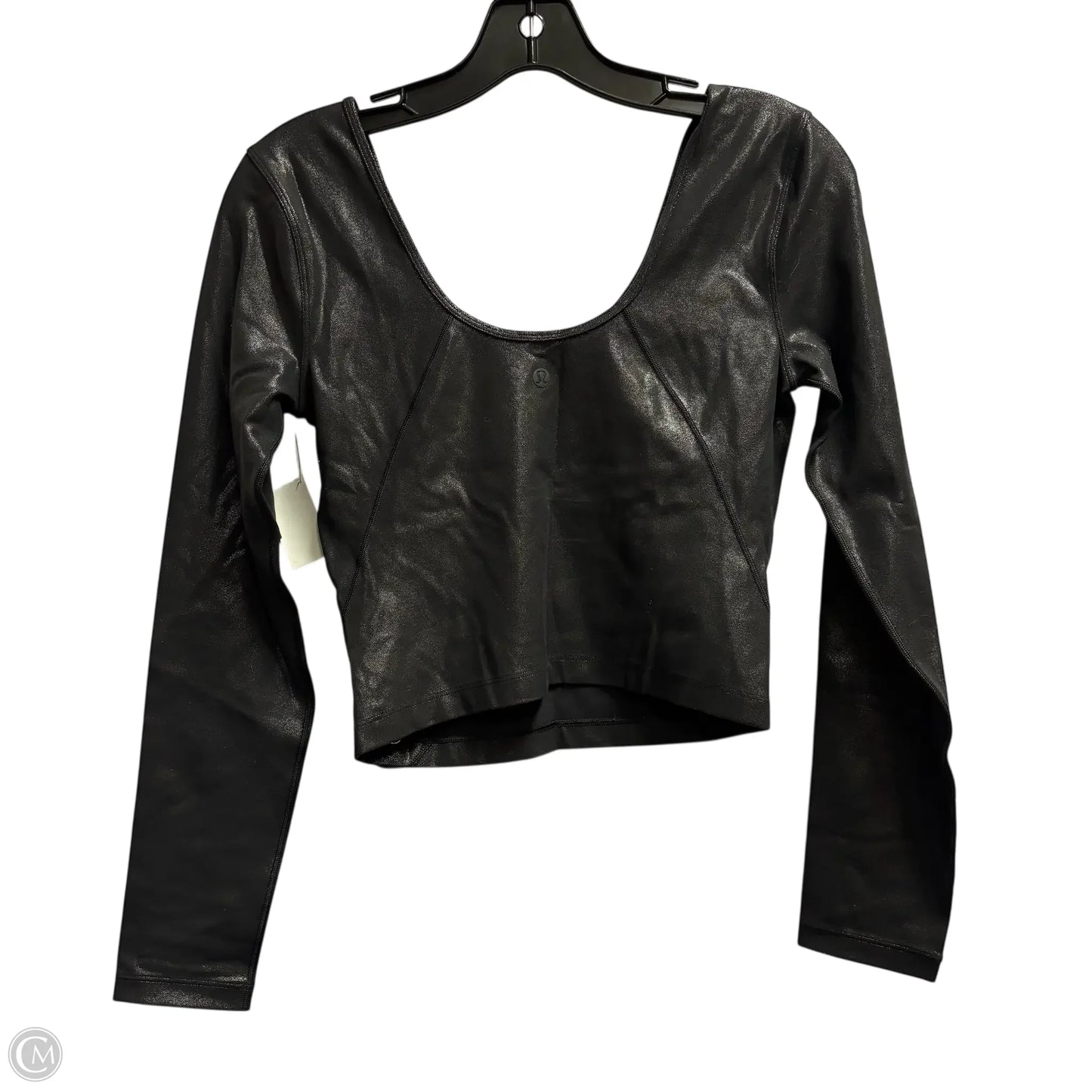 Athletic Top Long Sleeve Collar By Lululemon In Black, Size: 8