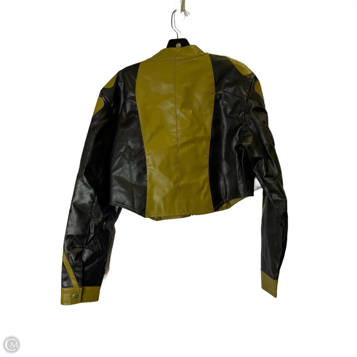 Jacket Moto By Fashion Nova In Brown & Green, Size: L