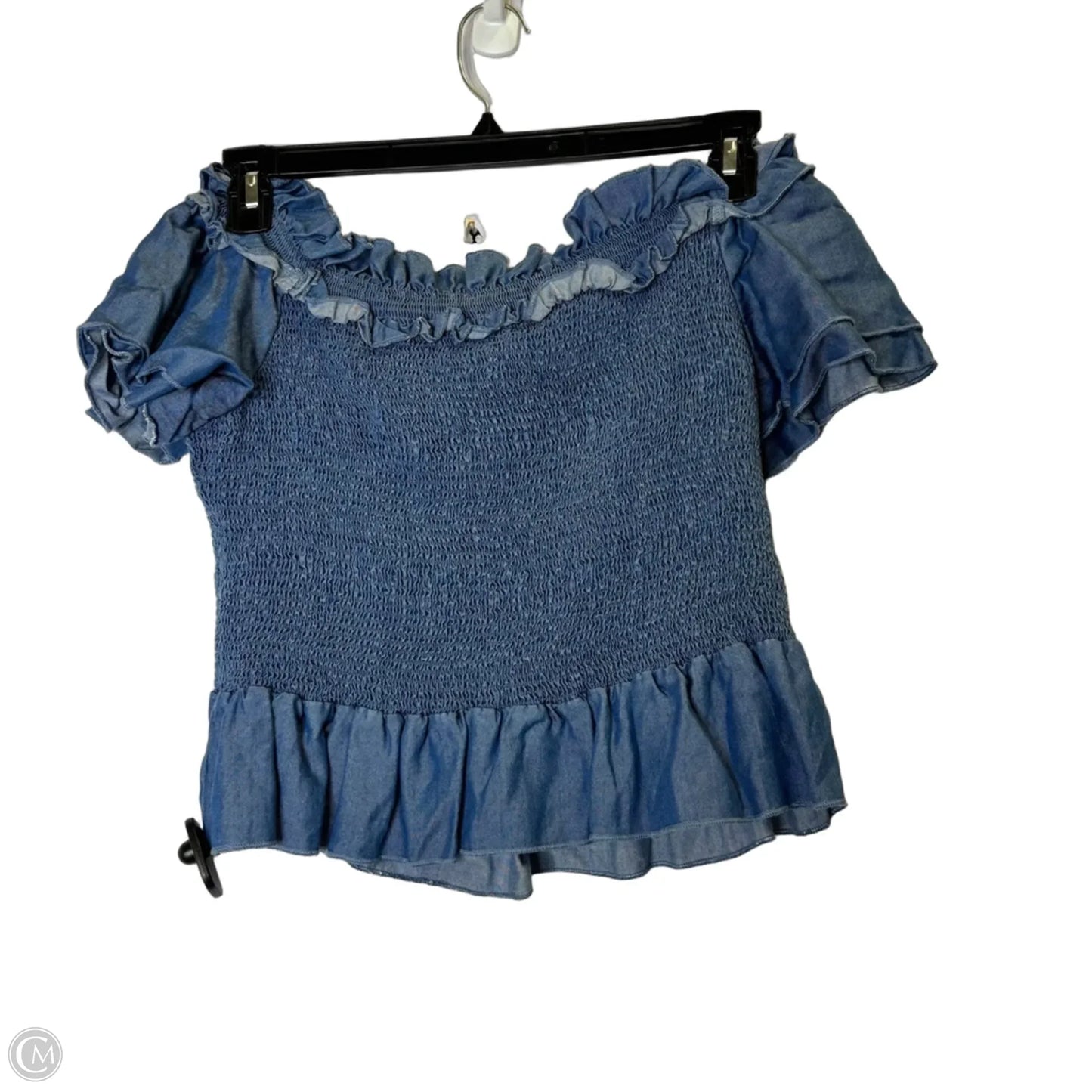 Top Short Sleeve By Bebe In Blue, Size: Xl