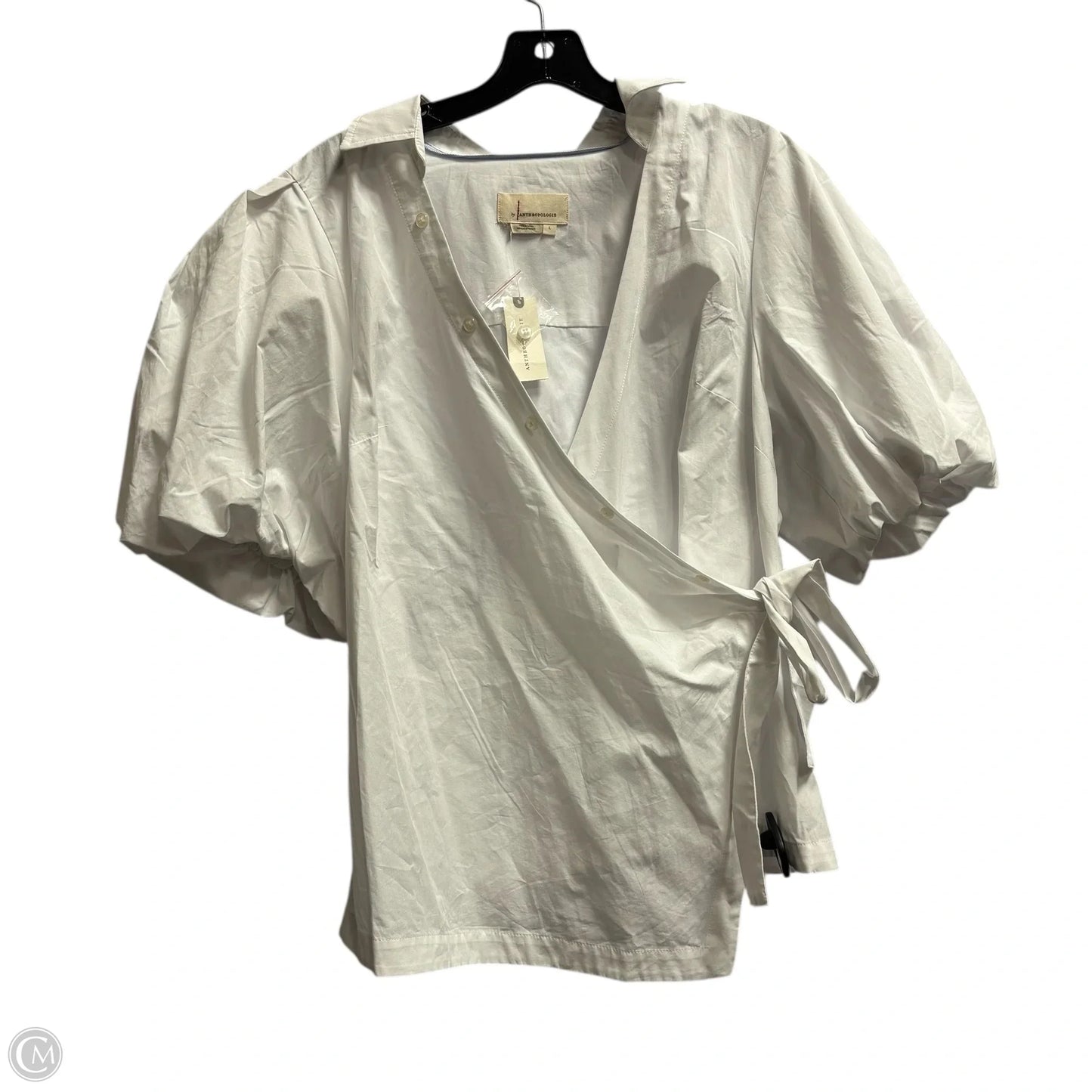 Blouse Short Sleeve By Anthropologie In White, Size: L