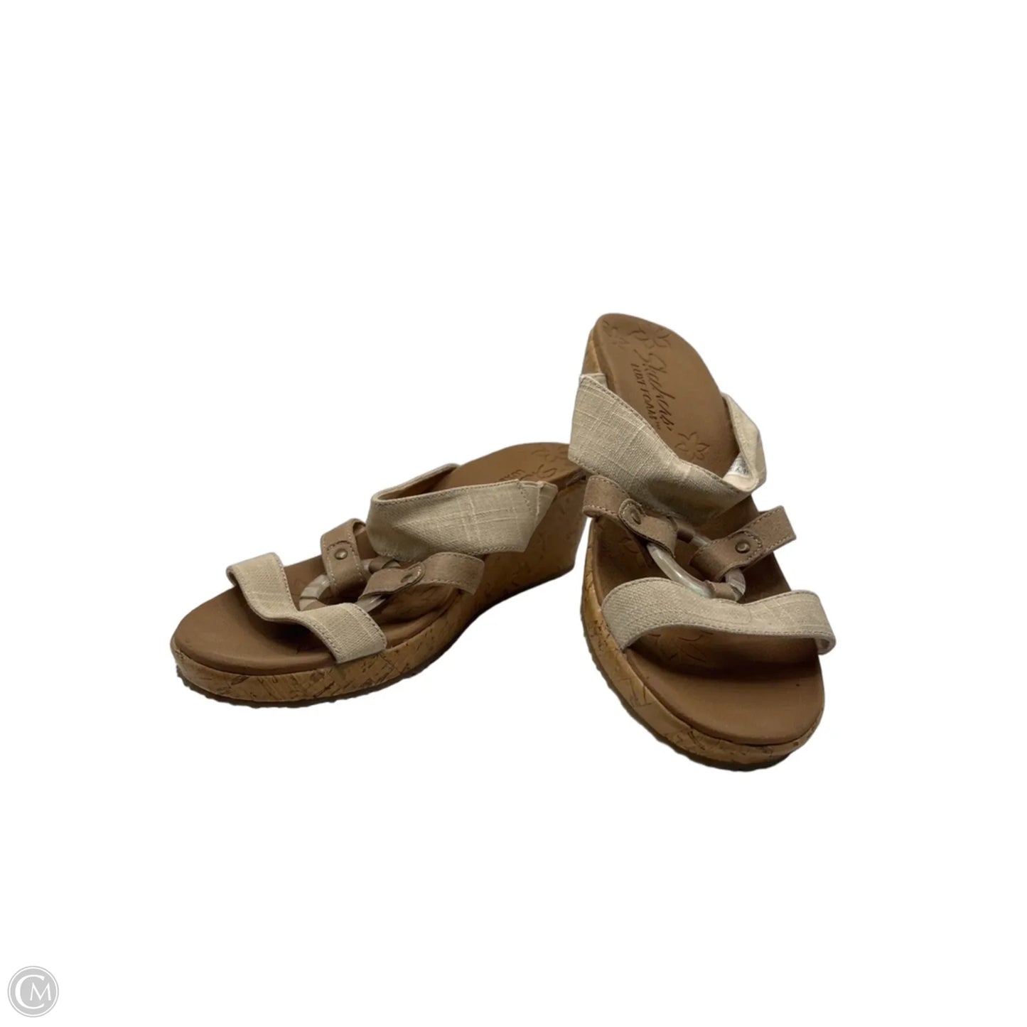 Sandals Heels Wedge By Skechers In Tan, Size: 10
