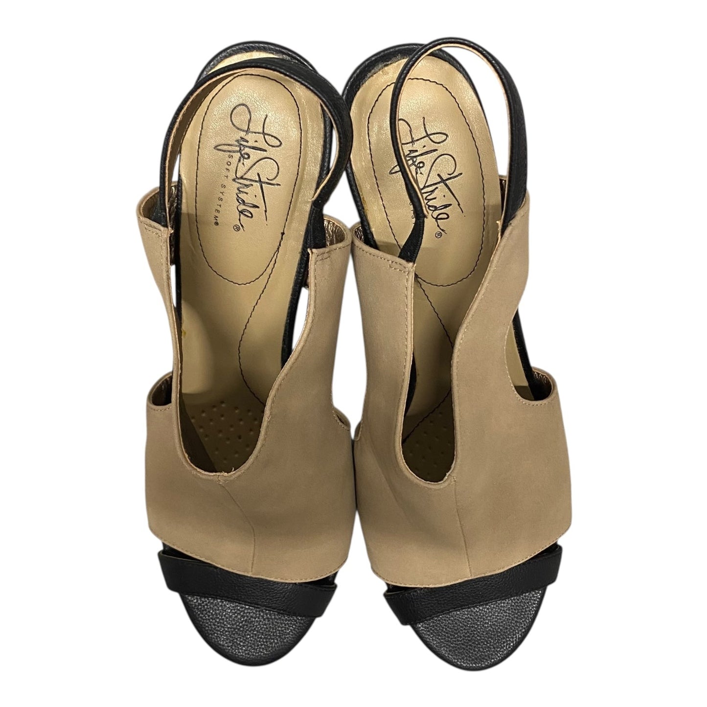 Sandals Heels Block By Life Style Fashions Inc In Black & Brown, Size:11