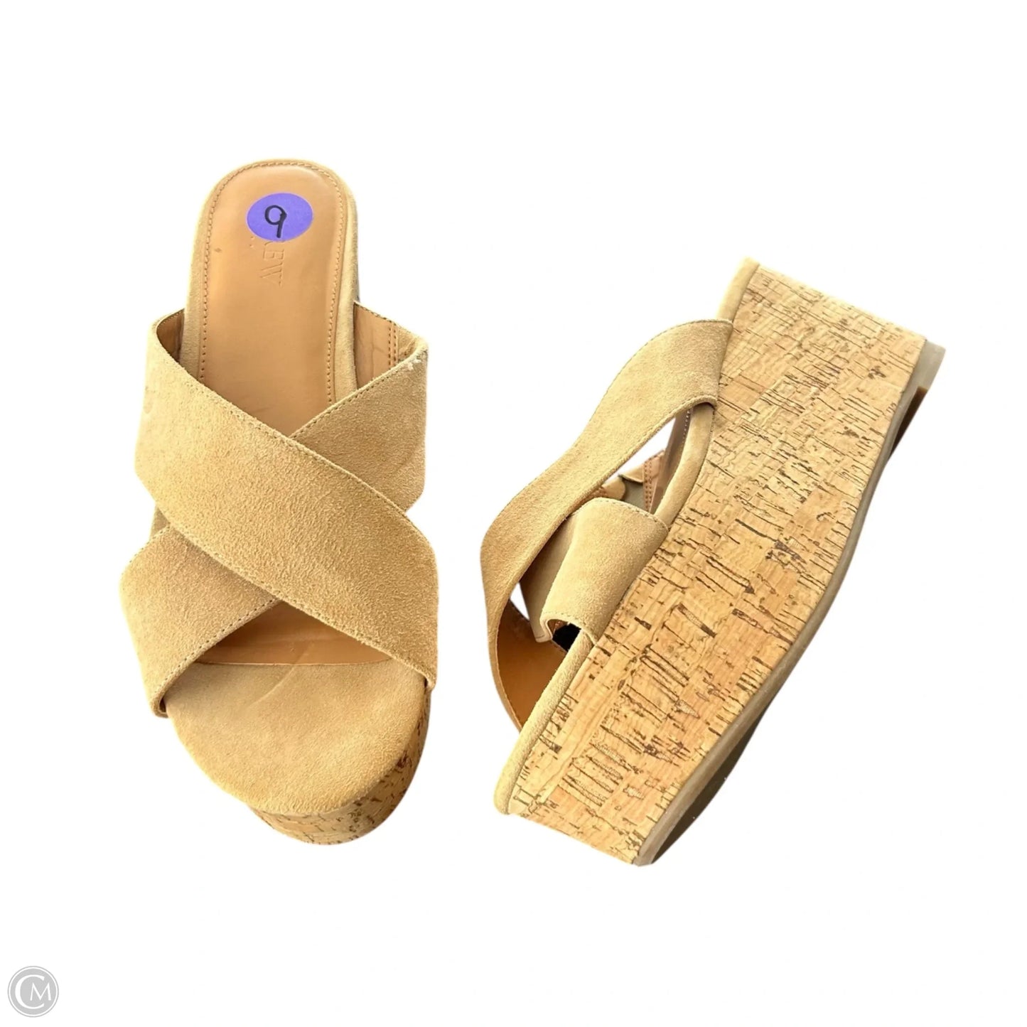 Sandals Heels Wedge By J Crew In Tan, Size: 9