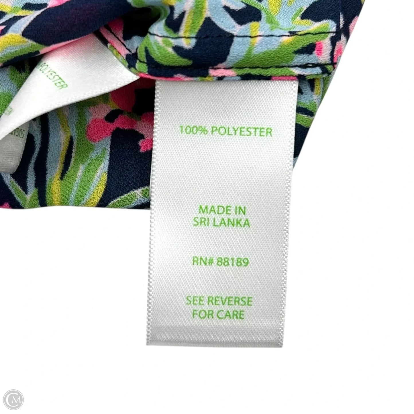 Top Short Sleeve Designer By Lilly Pulitzer In Green & Pink, Size: S