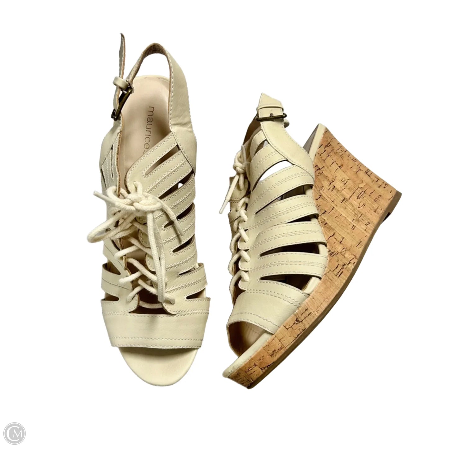Shoes Heels Wedge By Maurices In Cream, Size: 9
