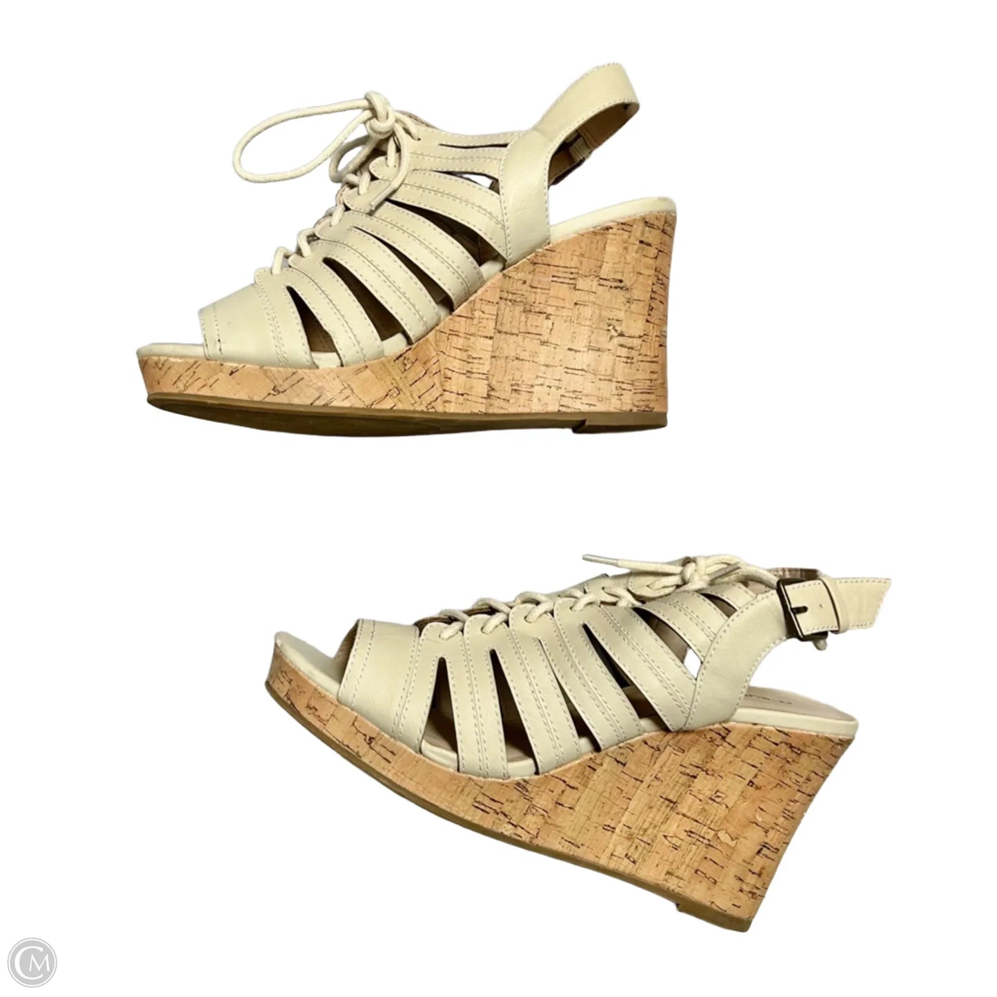 Shoes Heels Wedge By Maurices In Cream, Size: 9