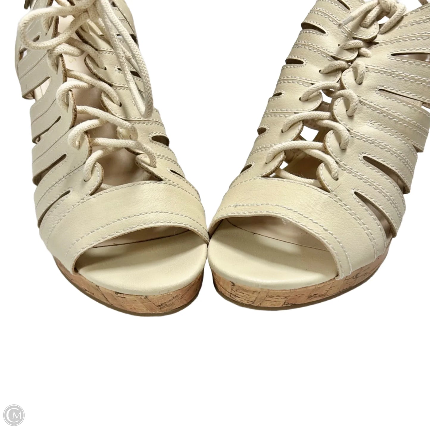 Shoes Heels Wedge By Maurices In Cream, Size: 9