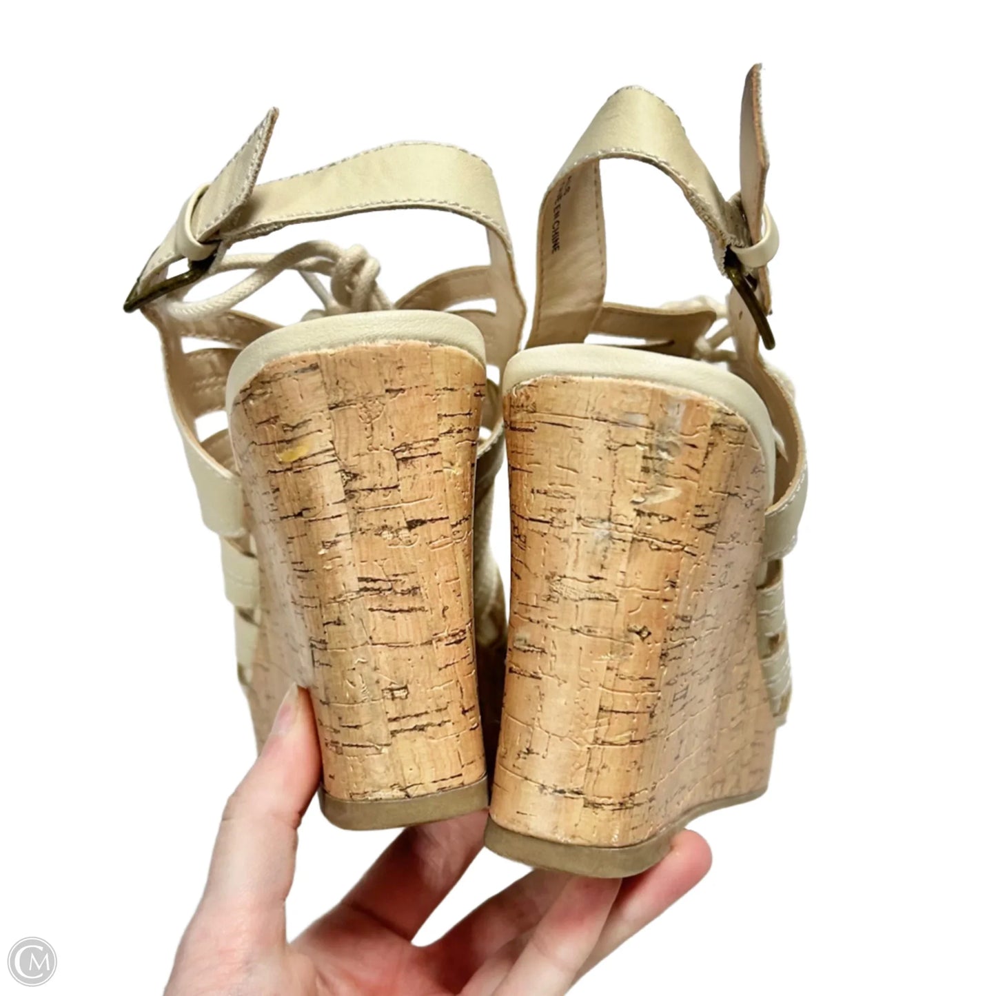 Shoes Heels Wedge By Maurices In Cream, Size: 9