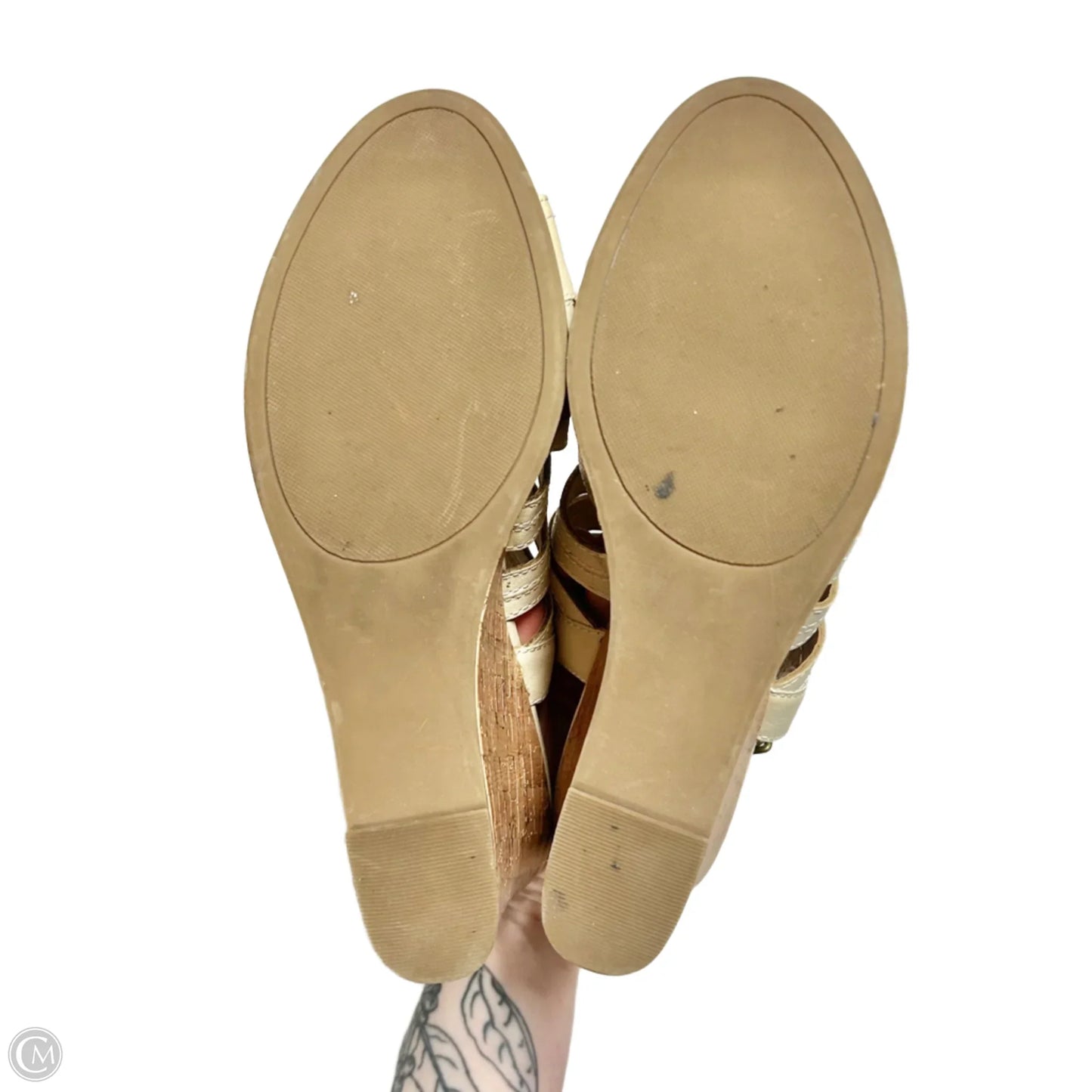 Shoes Heels Wedge By Maurices In Cream, Size: 9