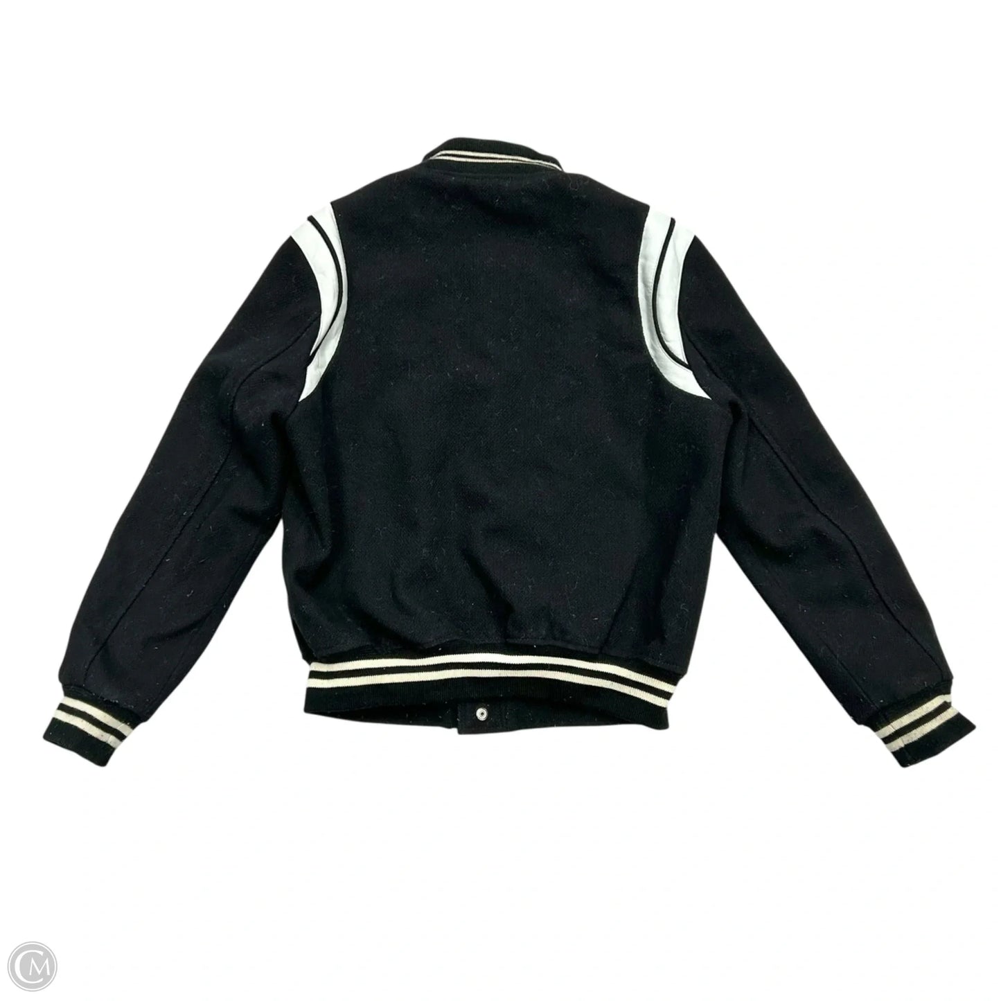 Jacket Luxury Designer By Yves Saint Laurent In Black & White, Size: L