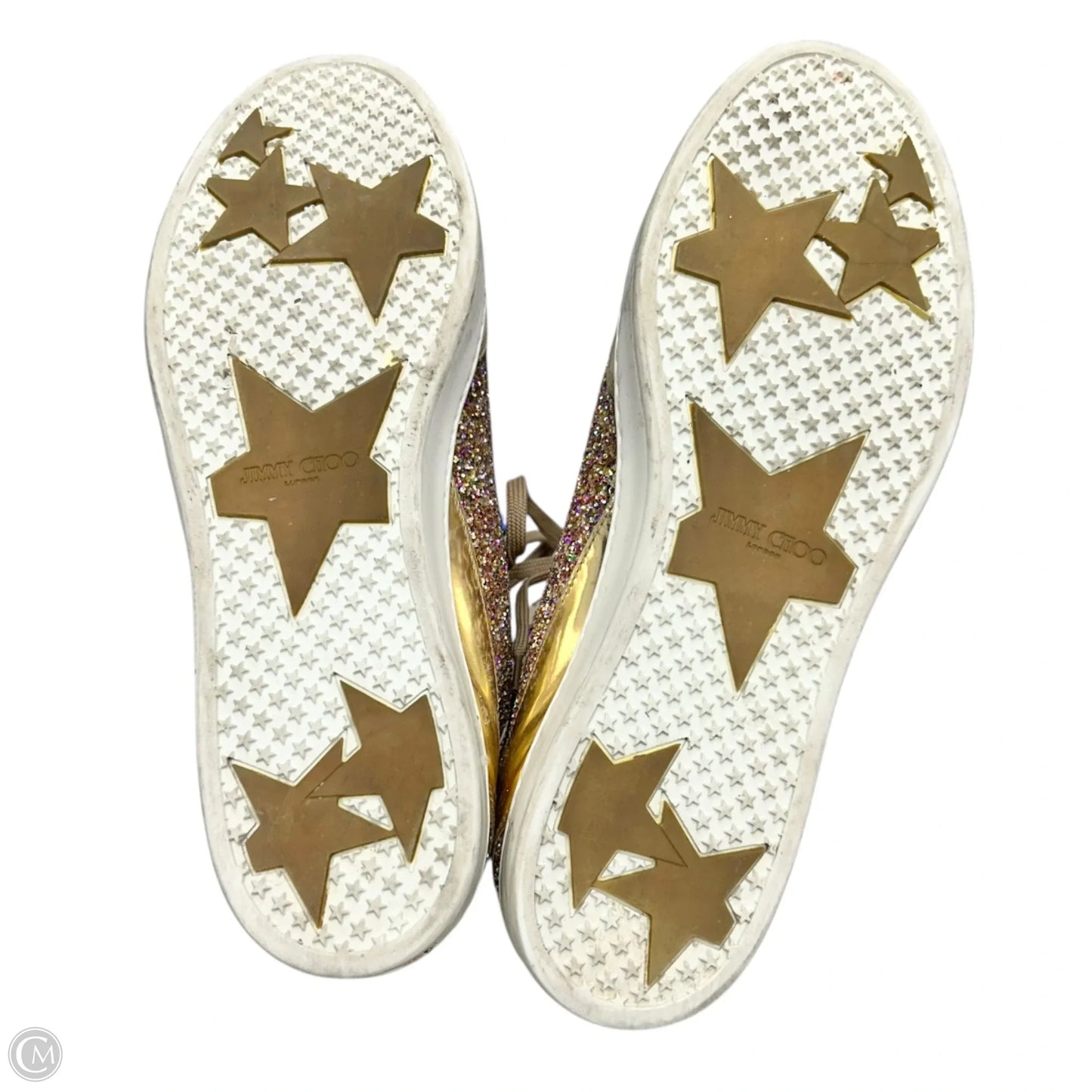 Shoes Luxury Designer By Jimmy Choo In Gold, Size: 9.5